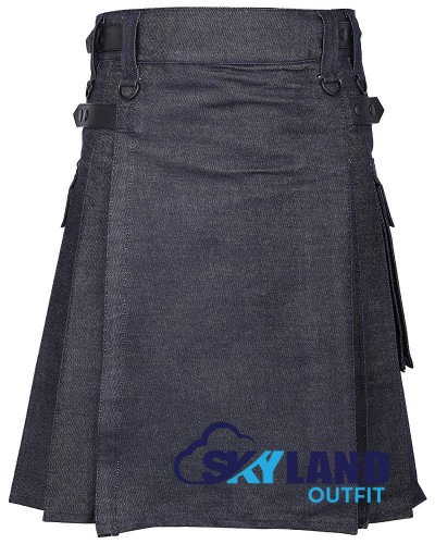 Active Men Royal Blue Denim Utility Kilt Active Men Royal Blue Denim Utility Kilt