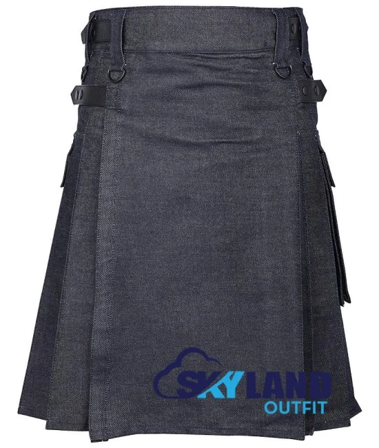 Active Men Royal Blue Denim Utility Kilt Active Men Royal Blue Denim Utility Kilt