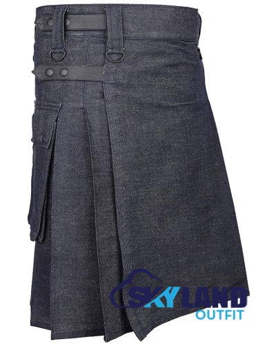 Active Men Royal Blue Denim Utility Kilt Active Men Royal Blue Denim Utility Kilt