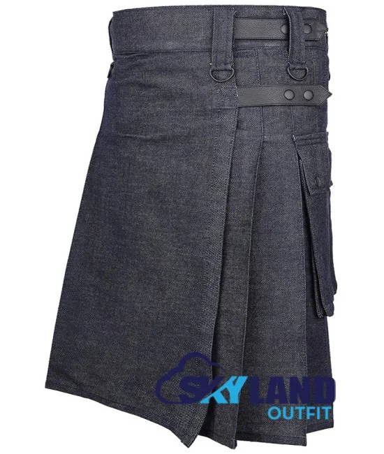 Active Men Royal Blue Denim Utility Kilt Active Men Royal Blue Denim Utility Kilt