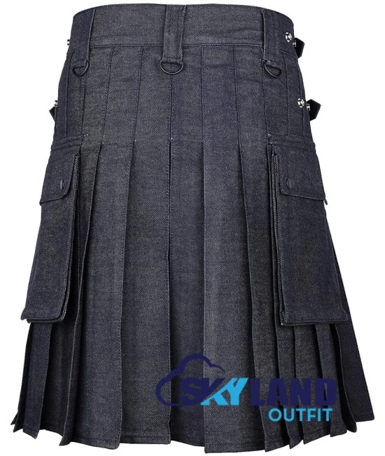Active Men Royal Blue Denim Utility Kilt Active Men Royal Blue Denim Utility Kilt