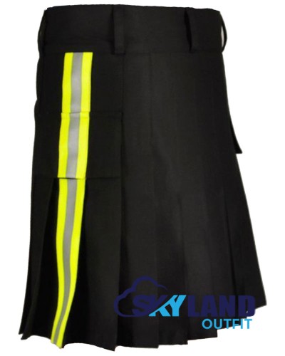 Active Men Black Cotton Kilt with Side High Visible Reflector Tape Active Men Black Cotton Kilt with Side High Visible Reflector Tape