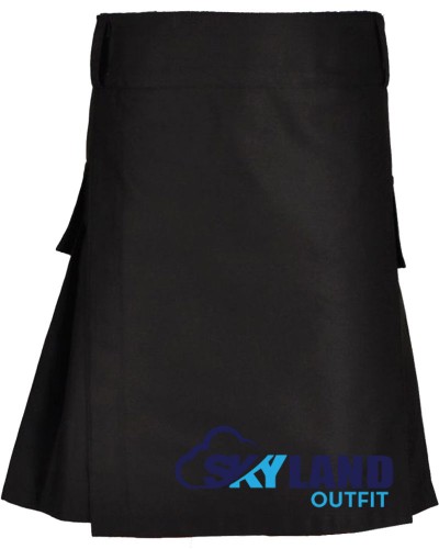 Active Men Black Cotton Kilt with Side High Visible Reflector Tape Active Men Black Cotton Kilt with Side High Visible Reflector Tape
