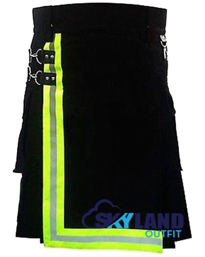 Active Men Black Cotton Kilt with High Visible Reflector Tape Active Men Black Cotton Kilt with High Visible Reflector Tape