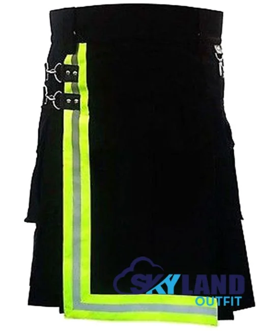 Active Men Black Cotton Kilt with High Visible Reflector Tape Active Men Black Cotton Kilt with High Visible Reflector Tape