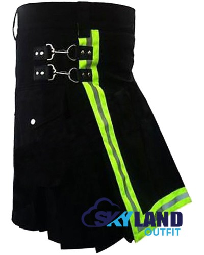 Active Men Black Cotton Kilt with High Visible Reflector Tape Active Men Black Cotton Kilt with High Visible Reflector Tape