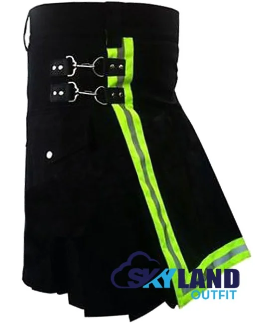 Active Men Black Cotton Kilt with High Visible Reflector Tape Active Men Black Cotton Kilt with High Visible Reflector Tape