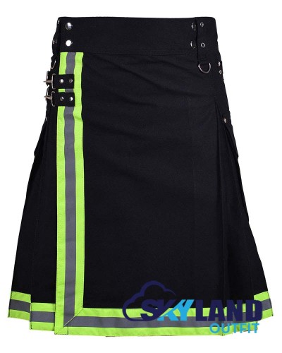 Black Cotton Firefighter Utility Kilt | Working Kilt for Men