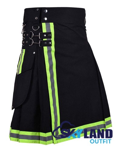 Black Cotton Firefighter Utility Kilt | Working Kilt for Men Black Cotton Firefighter Utility Kilt | Working Kilt for Men