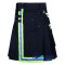 Black Cotton Fireman Utility Kilt with High Visible Reflector Tape