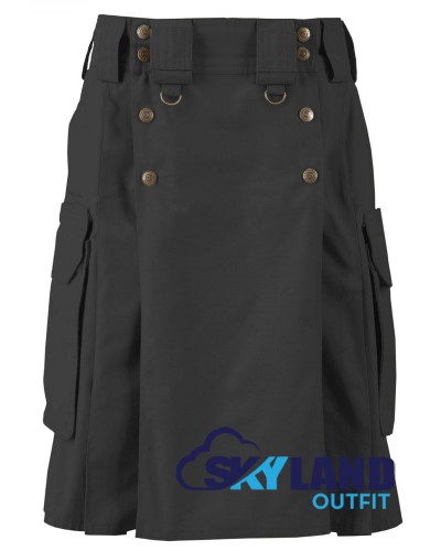 Active Men Tactical Duty Black Kilt with Side Cargo Pockets Active Men Tactical Duty Black Kilt with Side Cargo Pockets