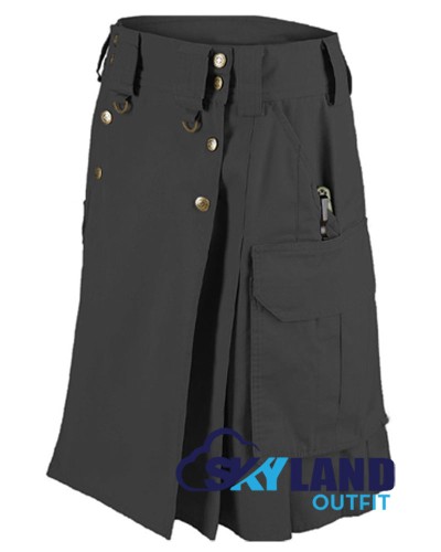 Active Men Tactical Duty Black Kilt with Side Cargo Pockets Active Men Tactical Duty Black Kilt with Side Cargo Pockets