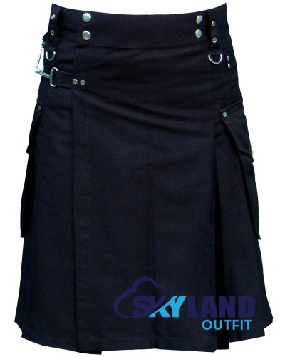 Black Cargo Pocket Sport Utility Kilt | Deluxe Utility Kilt