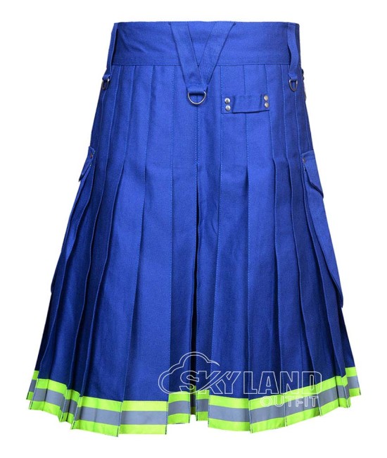 Blue Cotton Firefighter Utility Kilt | High-Visibility Reflector Tape Work Kilts Blue Cotton Firefighter Utility Kilt | High-Visibility Reflector Tape Work Kilts