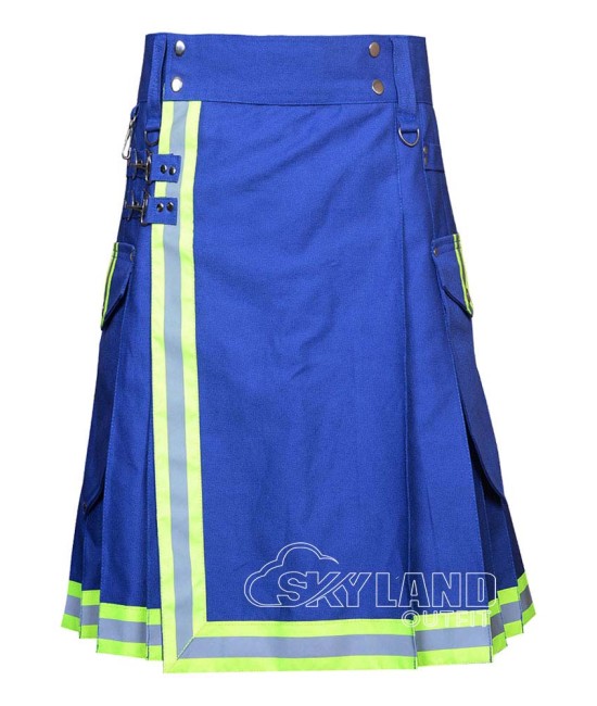 Blue Cotton Firefighter Utility Kilt | High-Visibility Reflector Tape Work Kilts Blue Cotton Firefighter Utility Kilt | High-Visibility Reflector Tape Work Kilts
