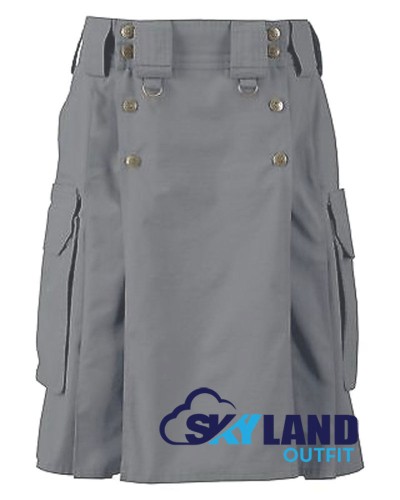 Active Men Tactical Duty Grey Kilt with Side Cargo Pockets Active Men Tactical Duty Grey Kilt with Side Cargo Pockets