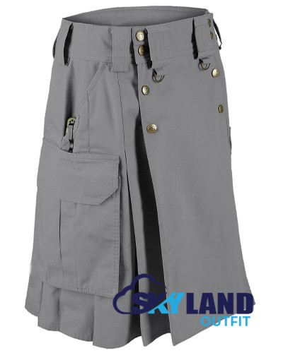 Active Men Tactical Duty Grey Kilt with Side Cargo Pockets Active Men Tactical Duty Grey Kilt with Side Cargo Pockets