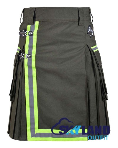 Grey Firefighter Utility Kilt | High-Visibility Reflector Tape
