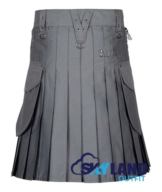 Grey Cargo Pocket Sport Utility Kilt - Deluxe Utility Kilt Grey Cargo Pocket Sport Utility Kilt - Deluxe Utility Kilt