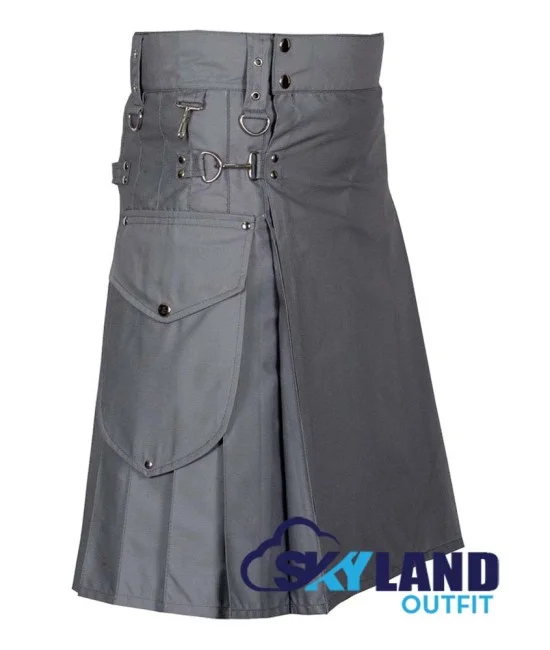 Grey Cargo Pocket Sport Utility Kilt - Deluxe Utility Kilt Grey Cargo Pocket Sport Utility Kilt - Deluxe Utility Kilt