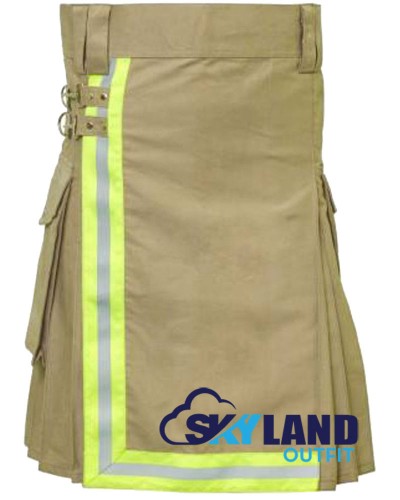Active Men Tactical Khaki Cotton Kilt with High Visible Reflector Tape