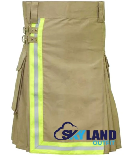 Active Men Tactical Khaki Cotton Kilt with High Visible Reflector Tape Active Men Tactical Khaki Cotton Kilt with High Visible Reflector Tape