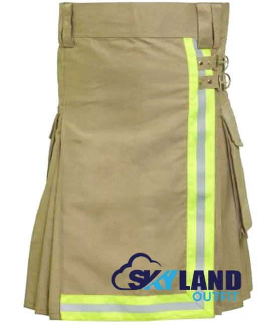 Active Men Tactical Khaki Cotton Kilt with High Visible Reflector Tape Active Men Tactical Khaki Cotton Kilt with High Visible Reflector Tape