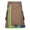 Khaki Cotton Firefighter Utility Kilt with High Visible Reflector Tape