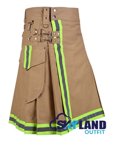 Khaki Cotton Firefighter Utility Kilt | High Visible Reflector Khaki Cotton Firefighter Utility Kilt | High Visible Reflector