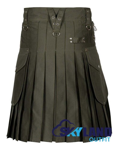 Olive Green Cargo Pocket Sport Utility Kilt - Deluxe Utility Kilt Olive Green Cargo Pocket Sport Utility Kilt - Deluxe Utility Kilt