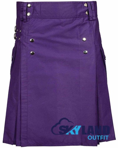 Purple Cotton Kilt | Cargo Pocket Sports Utility Kilt – Deluxe Utility Kilts