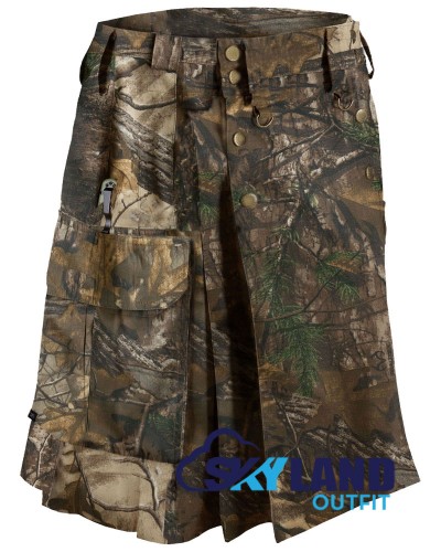 Active Men Tactical Duty Real Tree Camouflage Kilt with Side Cargo Pockets Active Men Tactical Duty Real Tree Camouflage Kilt with Side Cargo Pockets