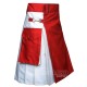 Red and White Cotton Utility Kilt | Red Front Apron Cargo Pockets Work Kilts Red and White Cotton Utility Kilt | Red Front Apron Cargo Pockets Work Kilts