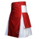 Red and White Cotton Utility Kilt | Red Front Apron Cargo Pockets Work Kilts Red and White Cotton Utility Kilt | Red Front Apron Cargo Pockets Work Kilts