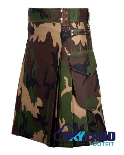 Urban Camo Cotton Deluxe Utility Kilt | Cargo Pocket Sports Kilt