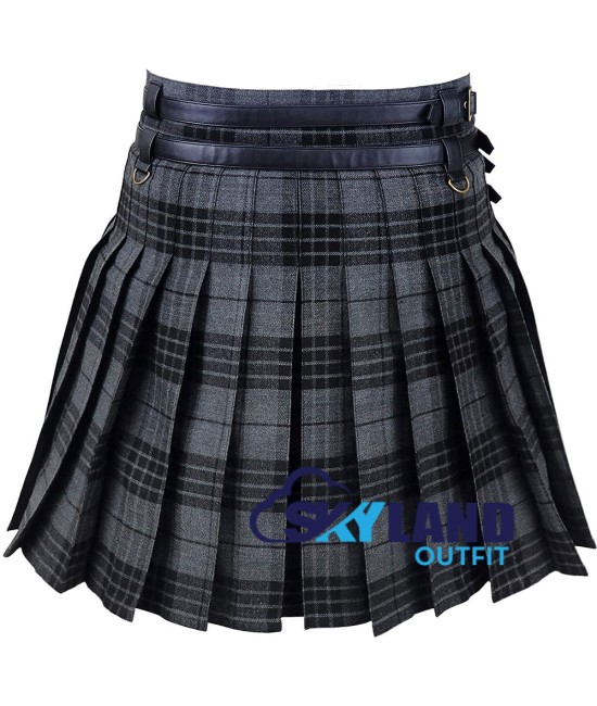 Scottish Gray watch tartan modern utility kilt detachable pocket