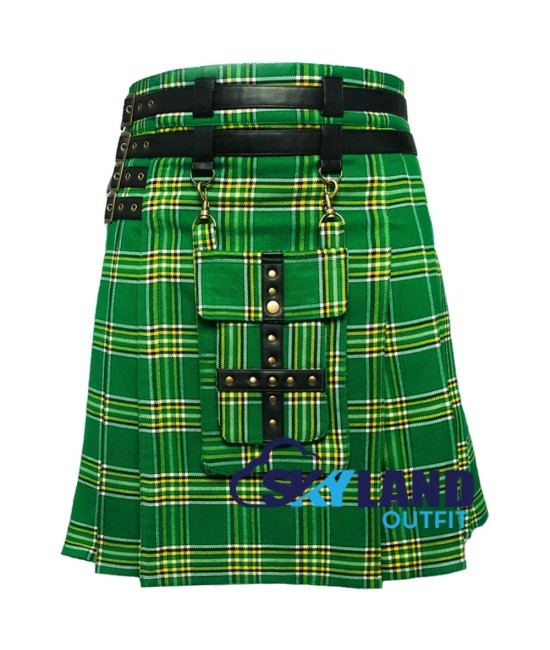 Scottish Irish National tartan modern utility kilt detachable pocket