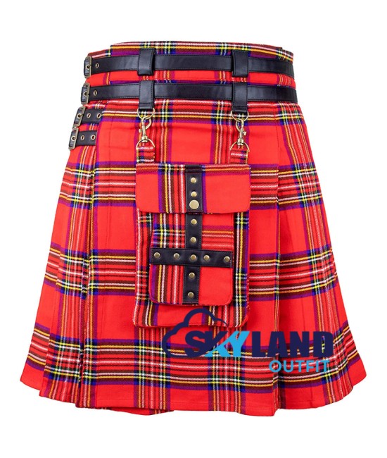 Scottish Royal Stewart tartan modern utility kilt detachable pocket