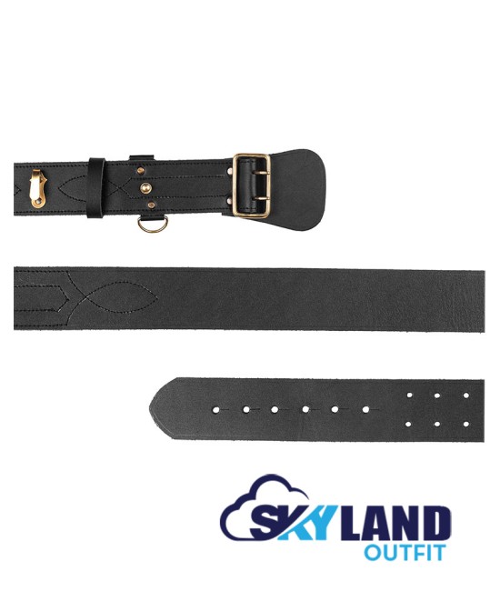 Genuine Sam Browne Belt with Shoulder Strap - British Officer Military Real Leather Belt