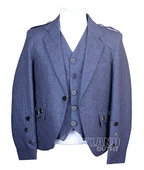 Blue Tweed Argyle Jacket and Vest | Scottish Cool Formal Set