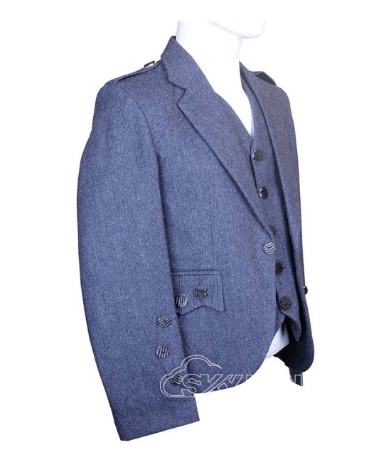Blue Tweed Argyle Jacket and Vest | Scottish Cool Formal Set