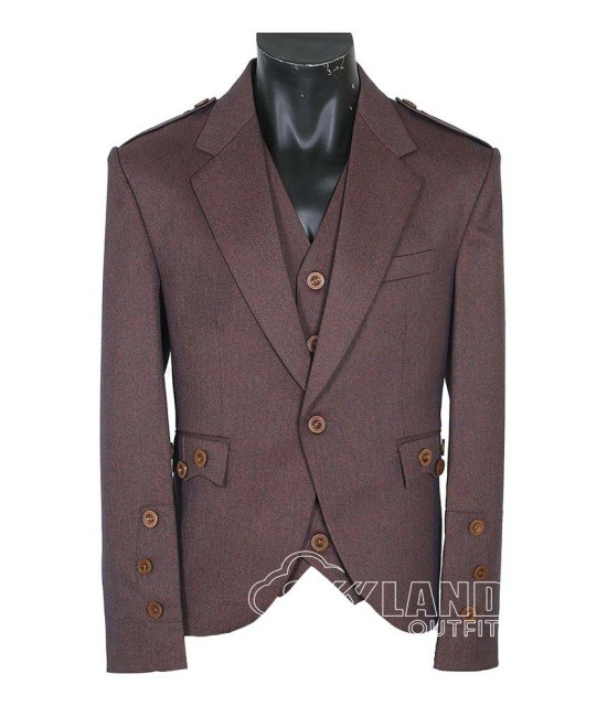 Brown Argyle Jacket & Vest | Scottish Formal Set | Highland Wedding Attire