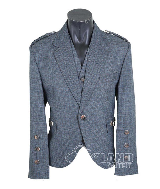 Charcoal Tweed Argyle Jacket – Traditional Scottish Highland Kilt Jacket for Men