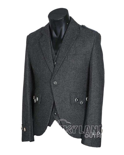 Dark Grey Argyle Jacket and Vest | Scottish Versatile Formal Set