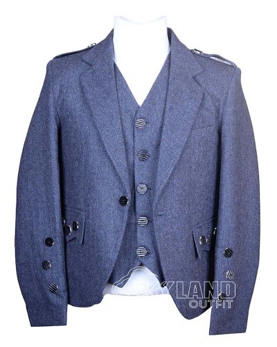 Grey Tweed Argyle Jacket and Vest | Scottish Highland Formal Set