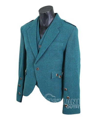 Lovat Blue Tweed Argyle Jacket & Vest | Scottish Heritage Set