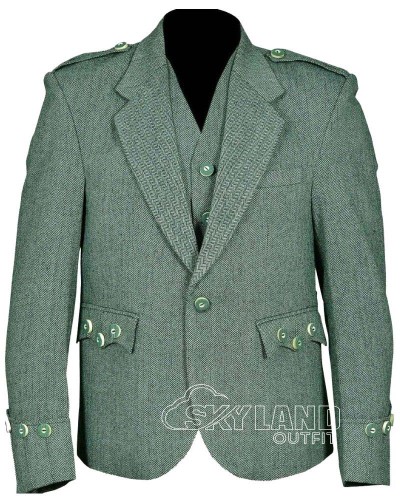 Lovat Green Tweed Argyle Jacket and Vest | Scottish Heritage Set
