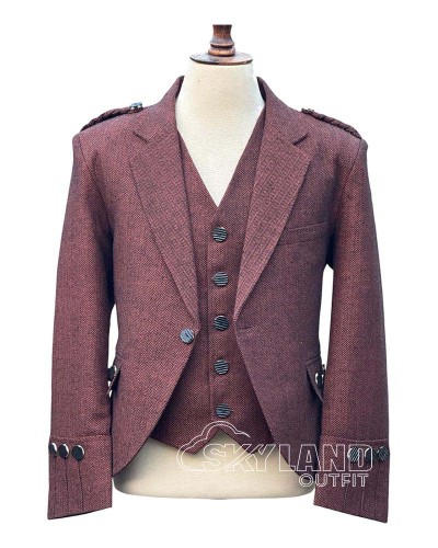 Maroon Tweed Argyle Jacket and Vest | Scottish Wine Formal Set Maroon Tweed Argyle Jacket and Vest | Scottish Wine Formal Set