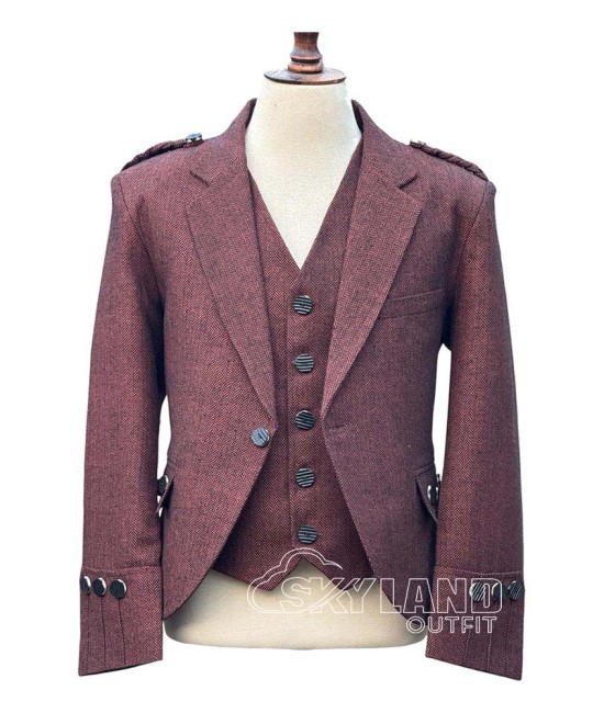 Maroon Tweed Argyle Jacket and Vest | Scottish Wine Formal Set Maroon Tweed Argyle Jacket and Vest | Scottish Wine Formal Set