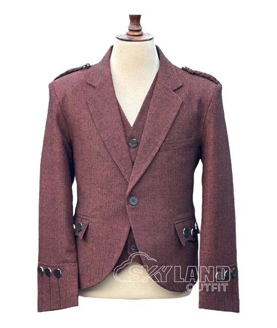 Maroon Tweed Argyle Jacket and Vest | Scottish Wine Formal Set Maroon Tweed Argyle Jacket and Vest | Scottish Wine Formal Set